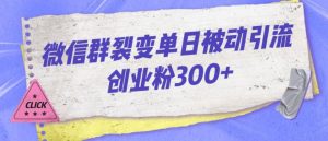 微信群裂变单日被动引流创业粉300【揭秘】-第一资源网