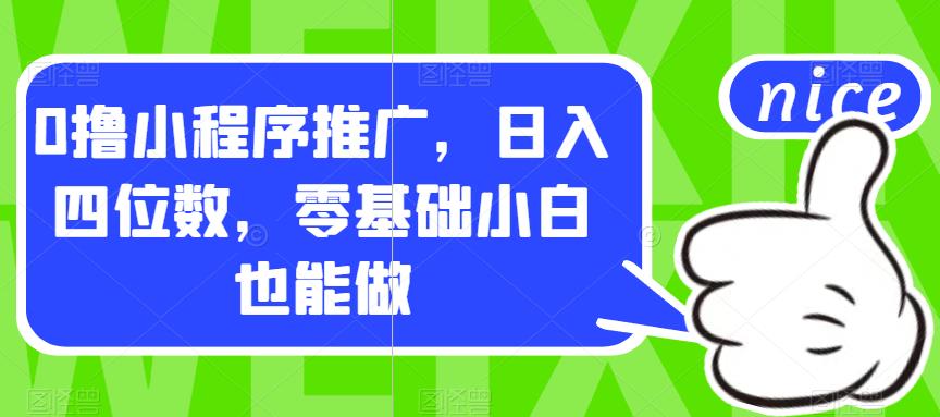 0撸小程序推广，日入四位数，零基础小白也能做【揭秘】-第一资源网