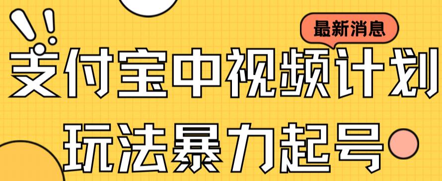 支付宝中视频玩法暴力起号影视起号有播放即可获得收益（带素材）-第一资源网