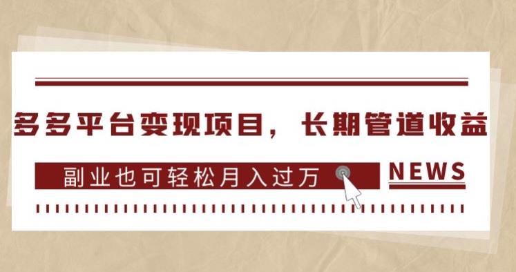 多多平台变现项目，长期管道收益，副业也可轻松月入过万-第一资源网
