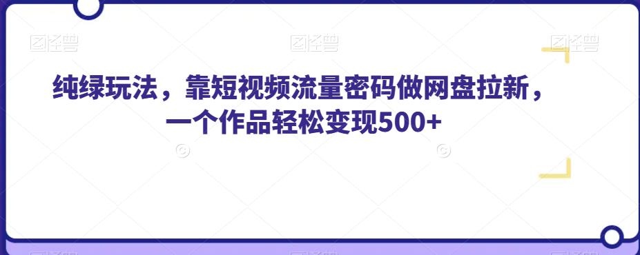 纯绿玩法，靠短视频流量密码做网盘拉新，一个作品轻松变现500+【揭秘】-第一资源网