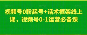 视频号0粉起号+话术框架线上课,视频号0-1运营必备课-第一资源网