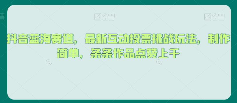 抖音蓝海赛道，最新互动投票挑战玩法，制作简单，条条作品点赞上千【揭秘】-第一资源网