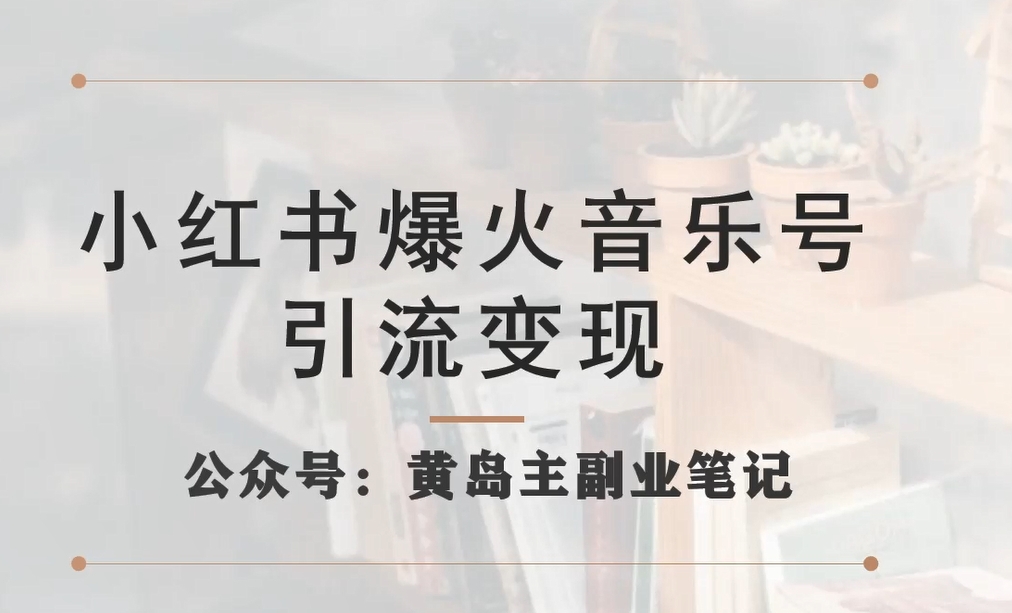 小红书爆火音乐号引流变现项目，视频版一条龙实操玩法分享给你-第一资源网