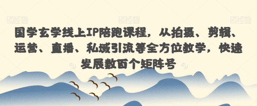 国学玄学线上IP陪跑课程，从拍摄、剪辑、运营、直播、私域引流等全方位教学，快速发展数百个矩阵号-第一资源网