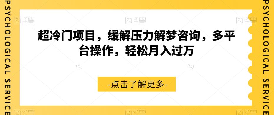 超冷门项目，缓解压力解梦咨询，多平台操作，轻松月入过万【揭秘】-第一资源网