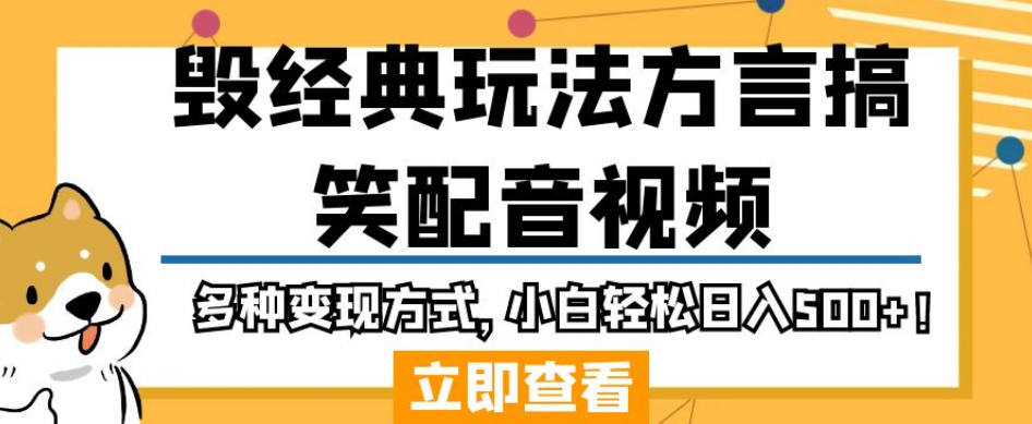 毁经典玩法方言搞笑配音视频，多种变现方式，小白轻松日入500+！-第一资源网