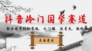 抖音冷门国学赛道，新手也可轻松变现，无门槛，流量大，涨粉快-第一资源网