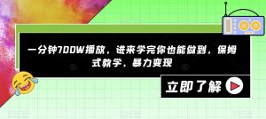 一分钟700W播放，进来学完你也能做到，保姆式教学，暴力变现【揭秘】-第一资源网