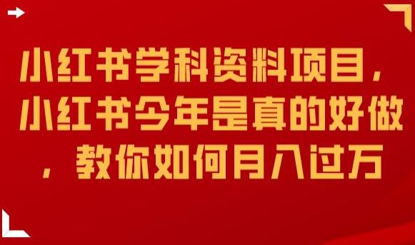小红书学科资料项目，小红书今年是真的好做，教你如何月入过万【揭秘】-第一资源网
