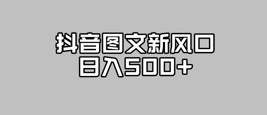 抖音图文最新风口，流量扶持非常高，日入500+【揭秘】-第一资源网