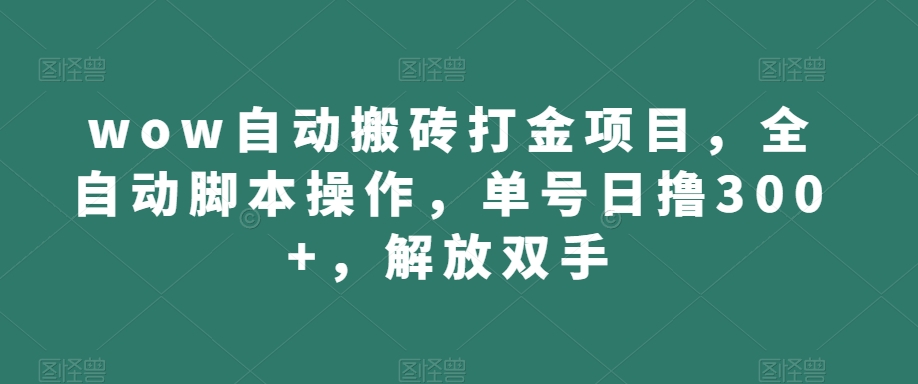 wow自动搬砖打金项目，全自动脚本操作，单号日撸300+，解放双手【揭秘】-第一资源网