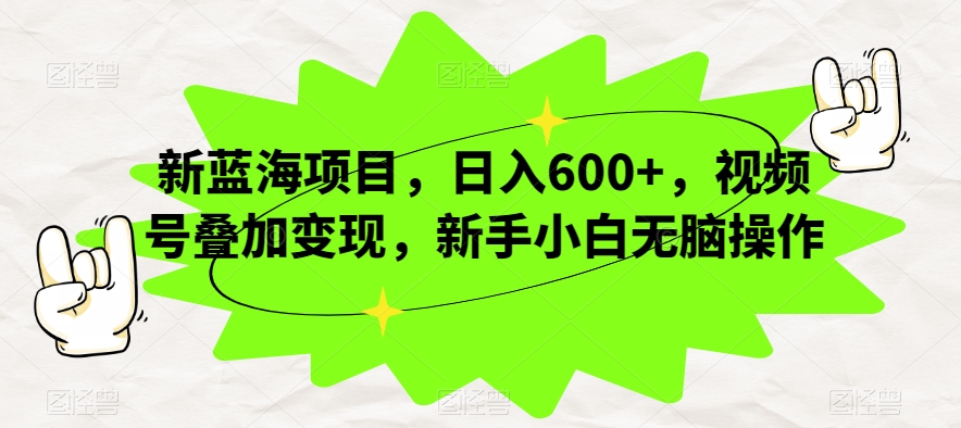 新蓝海项目，日入600+，视频号叠加变现，新手小白无脑操作【揭秘】-第一资源网