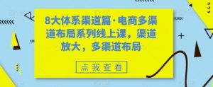 8大体系渠道篇·电商多渠道布局系列线上课，渠道放大，多渠道布局-第一资源网