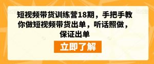 短视频带货训练营18期，手把手教你做短视频带货出单，听话照做，保证出单-第一资源网