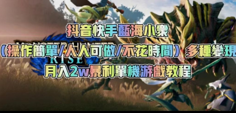 抖音快手蓝海小众（操作简单人人可做不花时间）多种变现月入2w＋暴利单机游戏教程-第一资源网