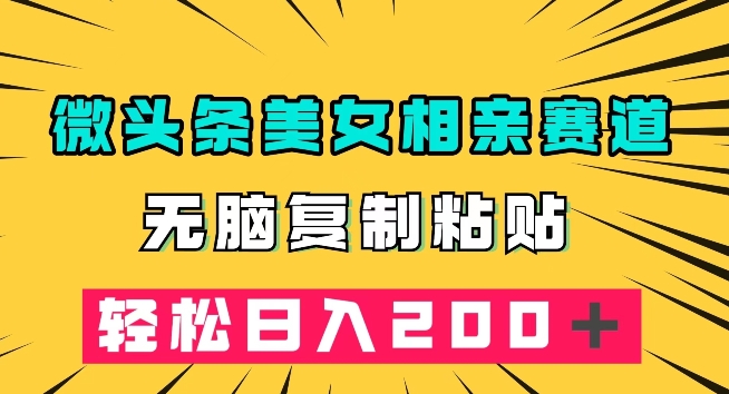 微头条冷门美女相亲赛道，无脑复制粘贴，轻松日入200＋【揭秘】-第一资源网