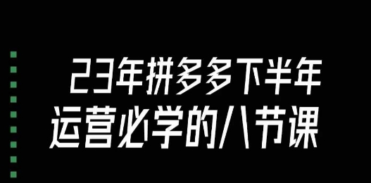 大牙·23年下半年拼多多运营必学的八节课（18节完整）-第一资源网