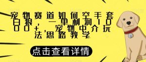 宠物赛道如何空手套白狼，一单利润1000+，宠物中介玩法思路教学【揭秘】-第一资源网
