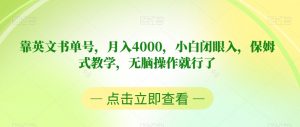 靠英文书单号，月入4000，小白闭眼入，保姆式教学，无脑操作就行了【揭秘】-第一资源网