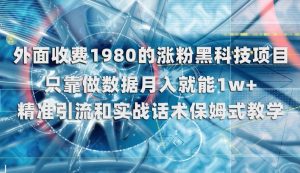 外面收费1980的涨粉黑科技项目，只靠做数据月入就能1w+【揭秘】-第一资源网