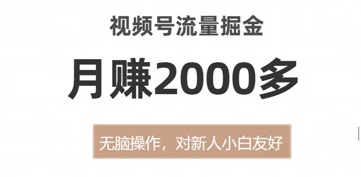 视频号流量掘金，无脑操作，对新人小白友好，月赚2000多【揭秘】-第一资源网