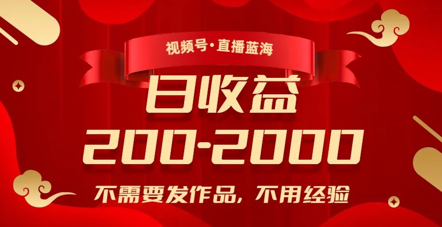 视频号直播蓝海，不需要发作品，不用经验，日入200-2000+【揭秘】-第一资源网