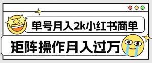 外面收费1980的小红书商单保姆级教程，单号月入2k，矩阵操作轻松月入过万-第一资源网