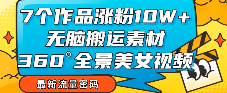 7个作品涨粉10W+，无脑搬运素材，全景美女视频爆款玩法分享【揭秘】-第一资源网