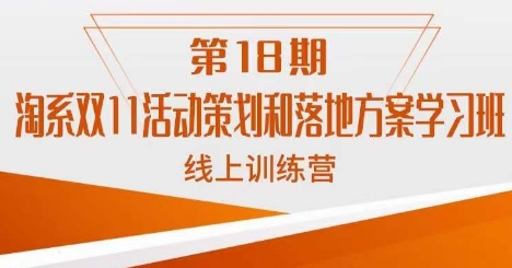 南掌柜·淘系双11活动策划和落地方案线上课18期-第一资源网