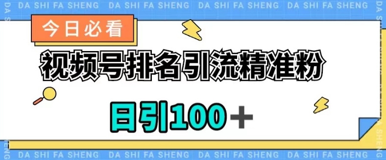 视频号引流精准粉，日引100+，流量爆炸【揭秘】-第一资源网
