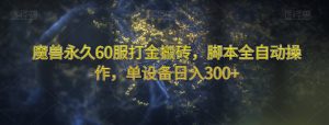 魔兽永久60服打金搬砖，脚本全自动操作，单设备日入300+【揭秘】-第一资源网