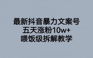最新抖音暴力文案号，五天涨粉10w+，喂饭级拆解教学-第一资源网