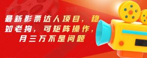 最新影票达人项目,稳如老狗,可矩阵操作,月三万不是问题【揭秘】-第一资源网