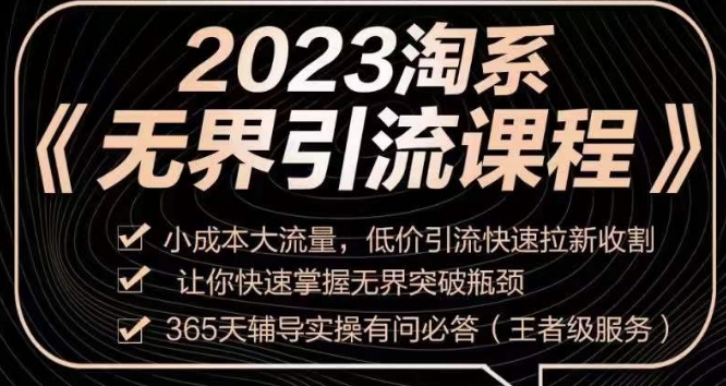 2023淘系无界引流实操课程，​小成本大流量，低价引流快速拉新收割，让你快速掌握无界突破瓶颈-第一资源网