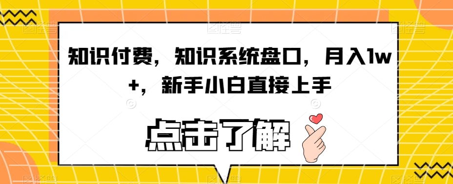 知识付费，知识系统盘口，月入1w+，新手小白直接上手-第一资源网