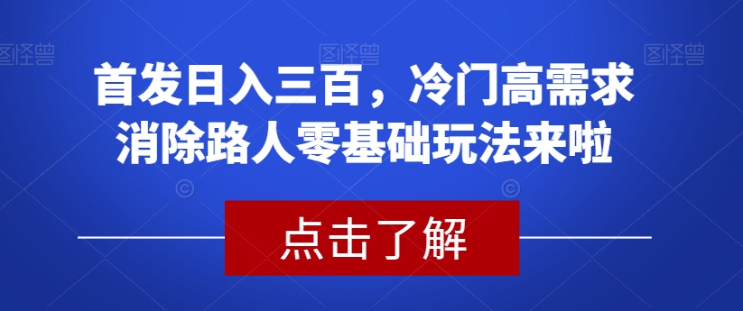 首发日入三百，冷门高需求消除路人零基础玩法来啦【揭秘】-第一资源网