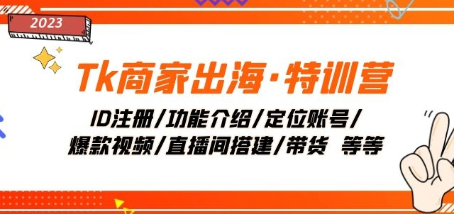Tk商家出海·特训营：ID注册/功能介绍/定位账号/爆款视频/直播间搭建/带货-第一资源网