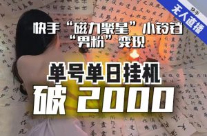 【日入破2000】快手无人直播不进人?“磁力聚星”没收益?不会卡屏、卡同城流量?最新课程会通通解决!-第一资源网