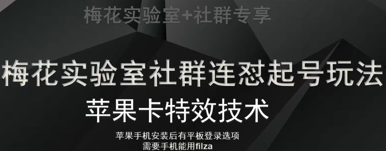 梅花实验室社群视频号连怼起号玩法，最新苹果卡特效技术-第一资源网