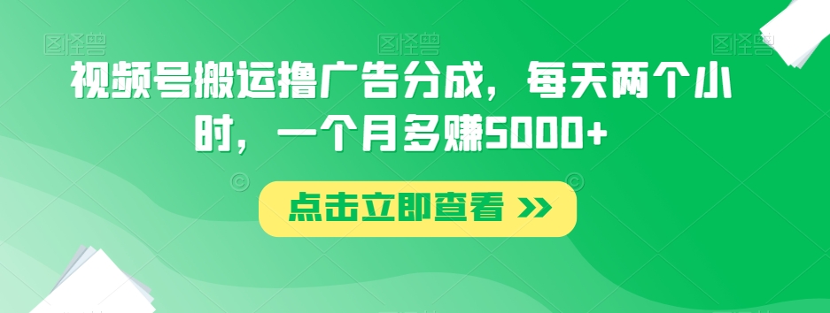 视频号搬运撸广告分成，每天两个小时，一个月多赚5000+-第一资源网