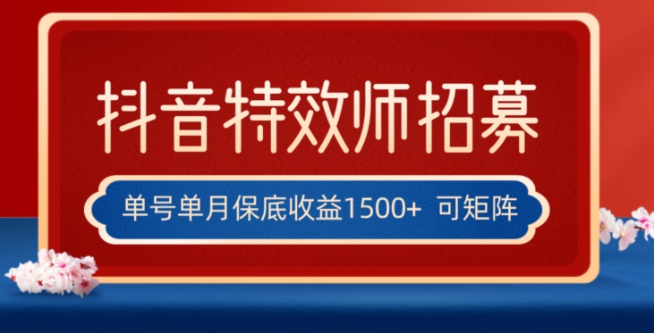 全网首发抖音特效师最新玩法，单号保底收益1500+，可多账号操作，每天操作十分钟【揭秘】-第一资源网