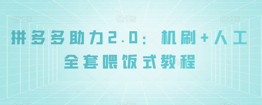 拼多多助力2.0：机刷+人工全套喂饭式教程【揭秘】-第一资源网