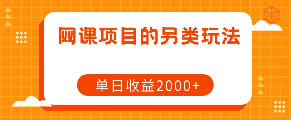 网课项目的另类玩法，单日收益2000+【揭秘】-第一资源网
