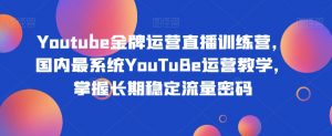 Youtube金牌运营直播训练营，国内最系统YouTuBe运营教学，掌握长期稳定流量密码-第一资源网