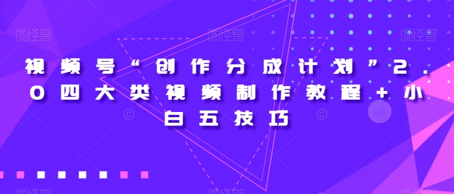 视频号“创作分成计划”2.0四大类视频制作教程+小白五技巧【揭秘】-第一资源网