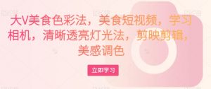 大V美食色彩法,美食短视频,学习相机,清晰透亮灯光法,剪映剪辑,美感调色-第一资源网