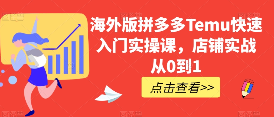 海外版拼多多Temu快速入门实操课，店铺实战从0到1-第一资源网