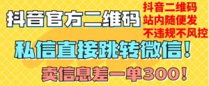 价值3000的技术!抖音二维码直跳微信!站内无限发不违规!-第一资源网