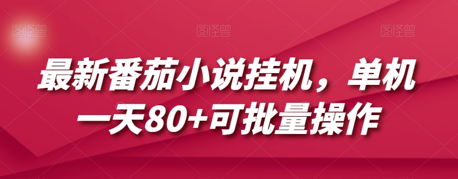 最新番茄小说挂机，单机一天80+可批量操作【揭秘】-第一资源网